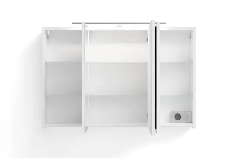Spiegelschrank SPREE / Korpus matt weiß oder anthrazit mit Spiegeltüren / Hängeschrank mit Soft-Close-Funktion / Inklusive LED-Beleuchtung / Badschrank mit Stecker- und Schalterdose / B 100, H 60, T 20 cm