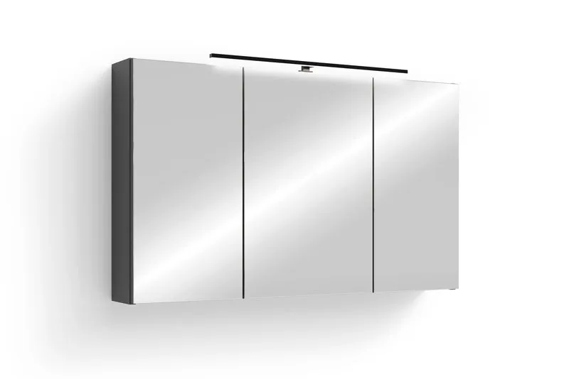 Spiegelschrank SPREE / Korpus matt weiß oder anthrazit mit Spiegeltüren / Hängeschrank mit Soft-Close-Funktion / Inklusive LED-Beleuchtung / Badschrank mit Stecker- und Schalterdose / B 100, H 60, T 20 cm