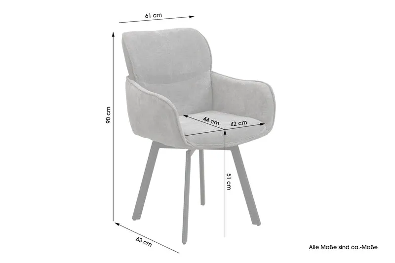Stuhl 2-er Set RICO / Webstoffbezug in dunkelgrau oder taupe, Gestell in schwarz / 360° drehbar / Esszimmerstuhl / Küchenstuhl / B 61 x H 90 x T 63 cm