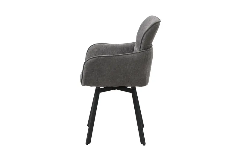 Stuhl 2-er Set RICO / Webstoffbezug in dunkelgrau oder taupe, Gestell in schwarz / 360° drehbar / Esszimmerstuhl / Küchenstuhl / B 61 x H 90 x T 63 cm