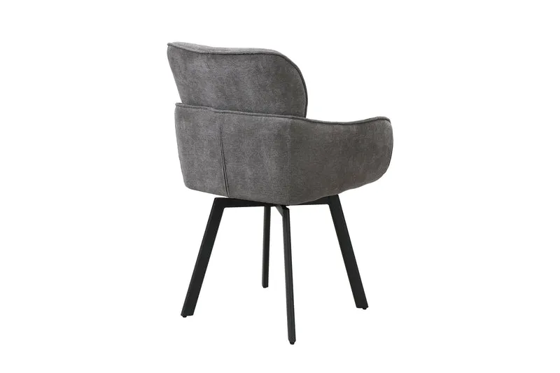 Stuhl 2-er Set RICO / Webstoffbezug in dunkelgrau oder taupe, Gestell in schwarz / 360° drehbar / Esszimmerstuhl / Küchenstuhl / B 61 x H 90 x T 63 cm