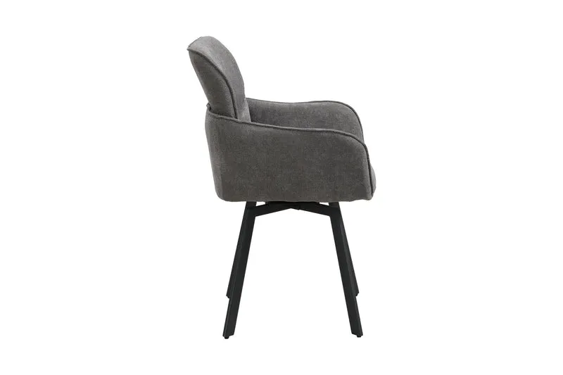 Stuhl 2-er Set RICO / Webstoffbezug in dunkelgrau oder taupe, Gestell in schwarz / 360° drehbar / Esszimmerstuhl / Küchenstuhl / B 61 x H 90 x T 63 cm