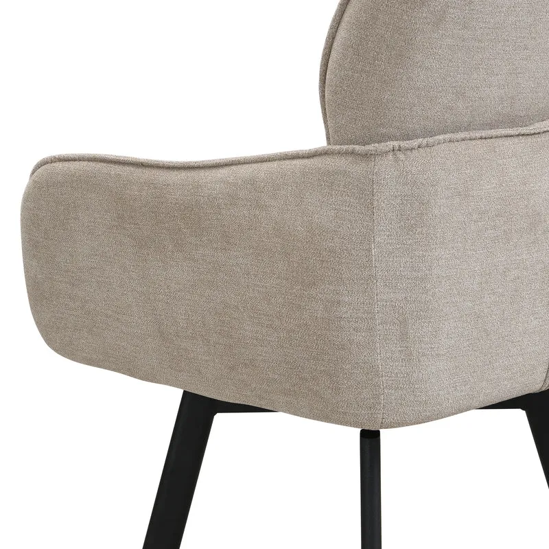Stuhl 2-er Set RICO / Webstoffbezug in dunkelgrau oder taupe, Gestell in schwarz / 360° drehbar / Esszimmerstuhl / Küchenstuhl / B 61 x H 90 x T 63 cm
