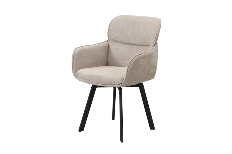 Stuhl 2-er Set RICO / Webstoffbezug in dunkelgrau oder taupe, Gestell in schwarz / 360° drehbar / Esszimmerstuhl / Küchenstuhl / B 61 x H 90 x T 63 cm
