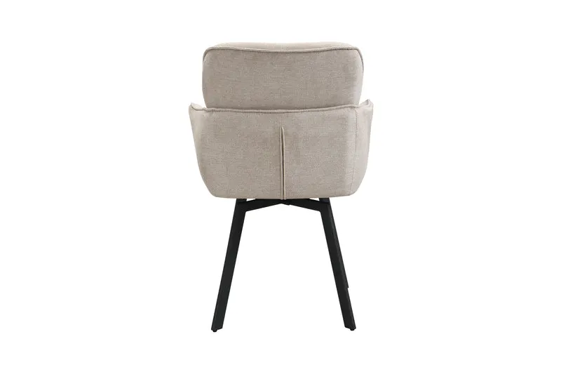 Stuhl 2-er Set RICO / Webstoffbezug in dunkelgrau oder taupe, Gestell in schwarz / 360° drehbar / Esszimmerstuhl / Küchenstuhl / B 61 x H 90 x T 63 cm