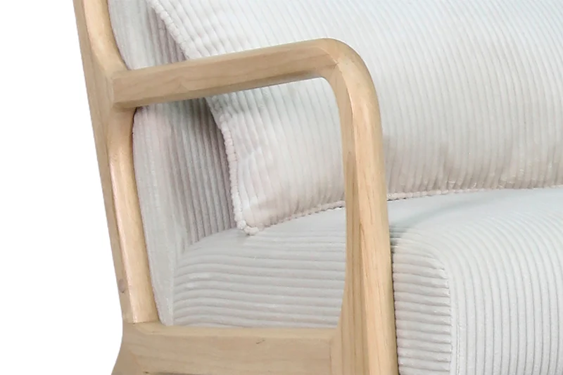 Sessel NOHR / Grob-Cord off-white oder grau / Gestell und Armlehnen Massivholz natur / B 65,5, H 78, T 84 cm