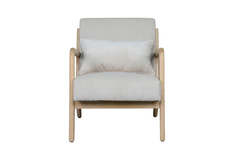 Sessel NOHR / Grob-Cord off-white oder grau / Gestell und Armlehnen Massivholz natur / B 65,5, H 78, T 84 cm