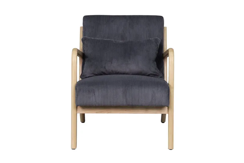 Sessel NOHR / Grob-Cord off-white oder grau / Gestell und Armlehnen Massivholz natur / B 65,5, H 78, T 84 cm