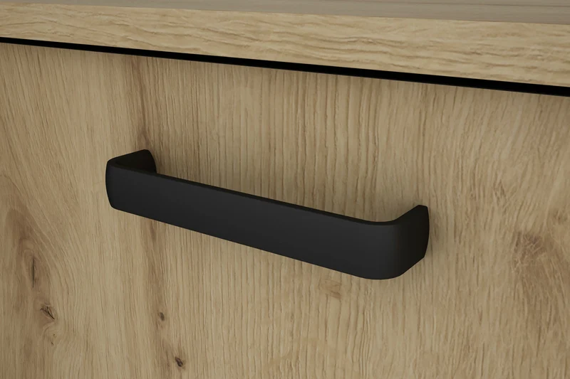 Higboard FARO / Artisan Eiche (Eiche-Optik) oder weiß, Absetzung in schwarz / Stollenoptik / 3 Türen und 3 Schubkästen / verstellbare Einlegeböden / viel Stauraum / Sideboard / Kommode / Maße: B 160, H 84, T 40 cm