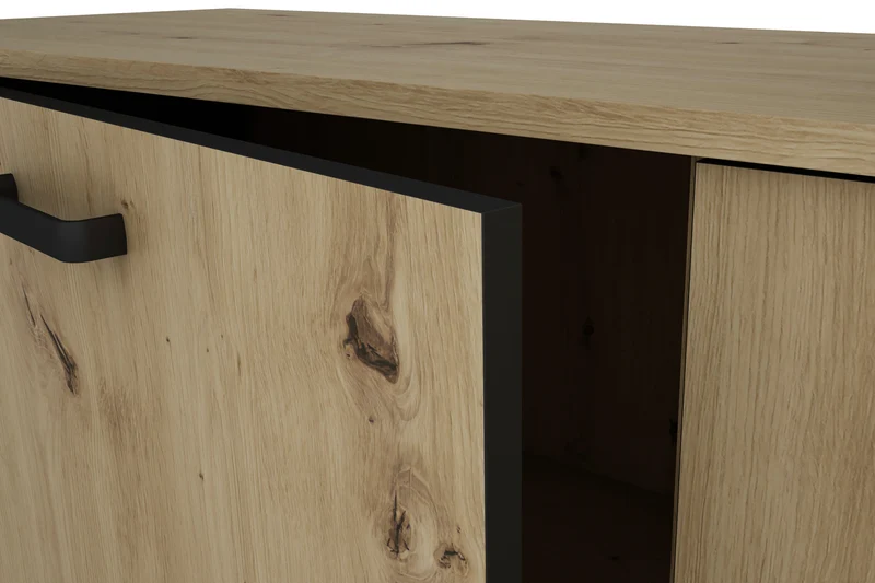 Sideboard FARO / Artisan Eiche (Eiche-Optik) oder weiß, Absetzung in schwarz / 1 Tür und 3 Schubkästen / verstellbare Einlegeböden / viel Stauraum / Kommode / Anrichte / Maße: B 140, H 84, T 40 cm