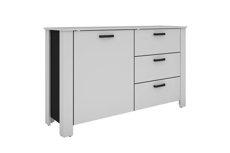Sideboard FARO / Artisan Eiche (Eiche-Optik) oder weiß, Absetzung in schwarz / 1 Tür und 3 Schubkästen / verstellbare Einlegeböden / viel Stauraum / Kommode / Anrichte / Maße: B 140, H 84, T 40 cm