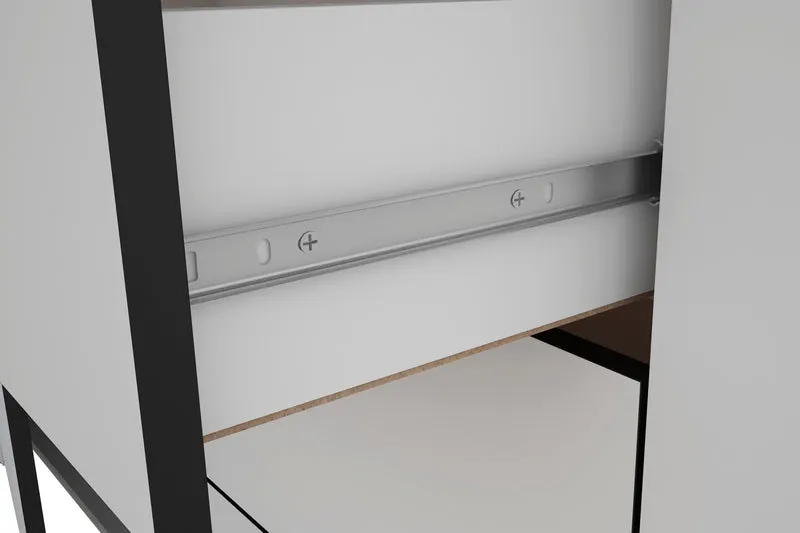 Sideboard FARO / Artisan Eiche (Eiche-Optik) oder weiß, Absetzung in schwarz / 1 Tür und 3 Schubkästen / verstellbare Einlegeböden / viel Stauraum / Kommode / Anrichte / Maße: B 140, H 84, T 40 cm