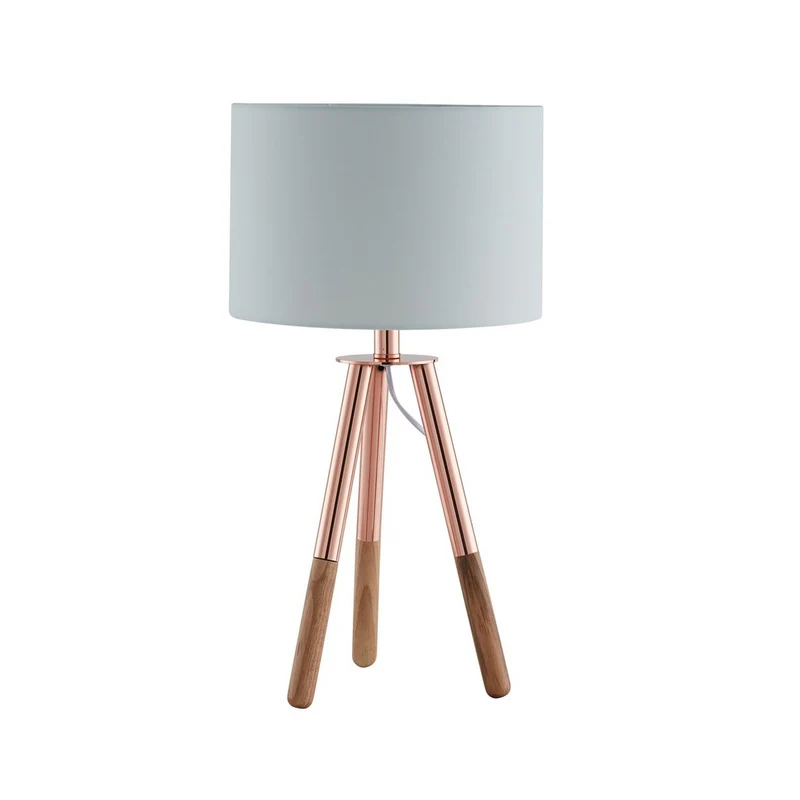 Tischleuchte Dreibein Kupfer/Natur – 55 cm