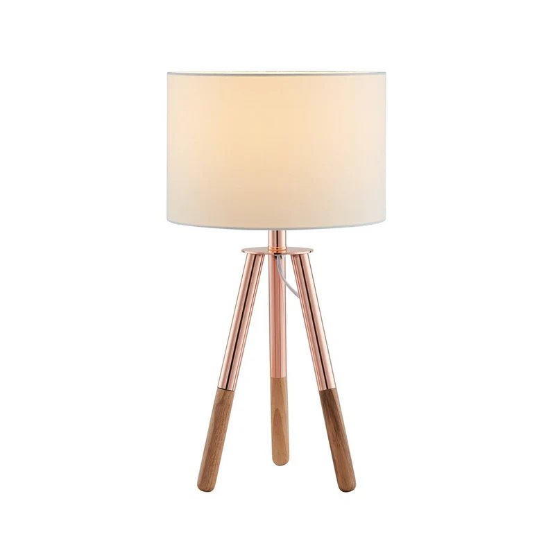 Tischleuchte Dreibein Kupfer/Natur – 55 cm