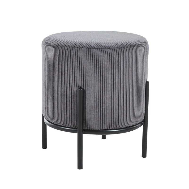Sitzhocker Cordoptik Grau/Schwarz – Ø 35 cm