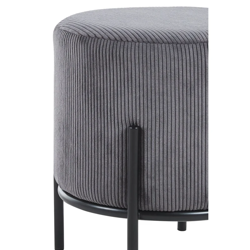 Sitzhocker Cordoptik Grau/Schwarz – Ø 35 cm