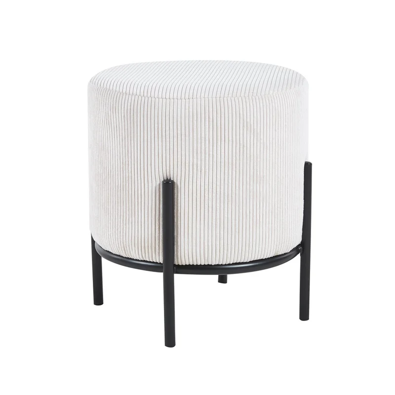 Sitzhocker Cordoptik Beige/Schwarz – Ø 35 cm