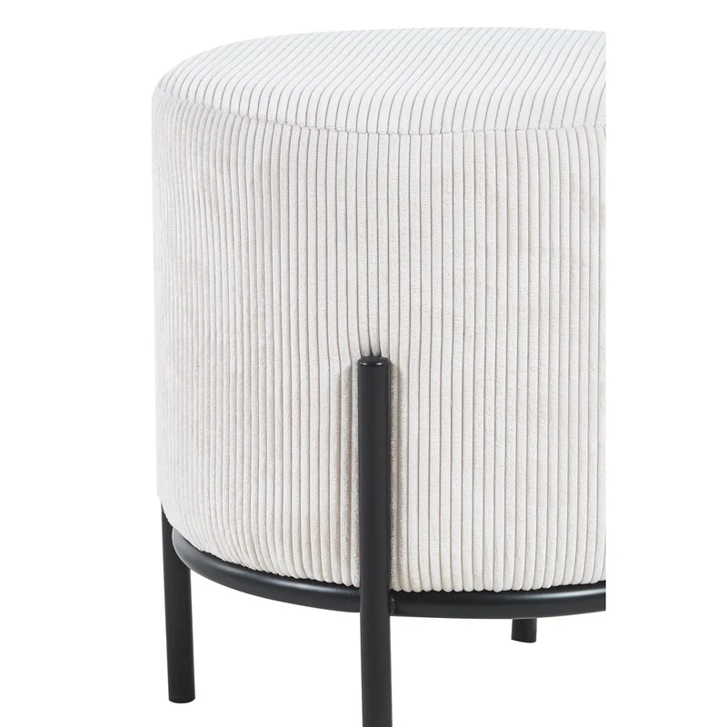 Sitzhocker Cordoptik Beige/Schwarz – Ø 35 cm