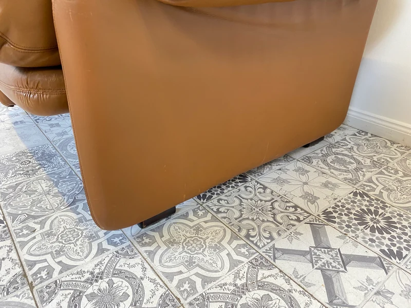 WMK 1/2 Hochwertiger & gut erhaltener italienischer Designersessel Coronado Tobia Scarpa von C&B Italia mit Echtleder Bezug