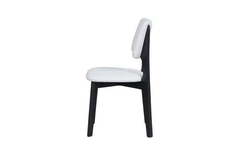 Esszimmerstuhl 2er Set ELSA / Webstoff beige oder grau / Gestell Massivholz schwarz / B 48, H 87, T 54 cm