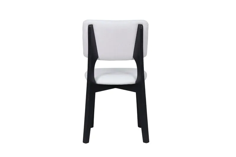 Esszimmerstuhl 2er Set ELSA / Webstoff beige oder grau / Gestell Massivholz schwarz / B 48, H 87, T 54 cm