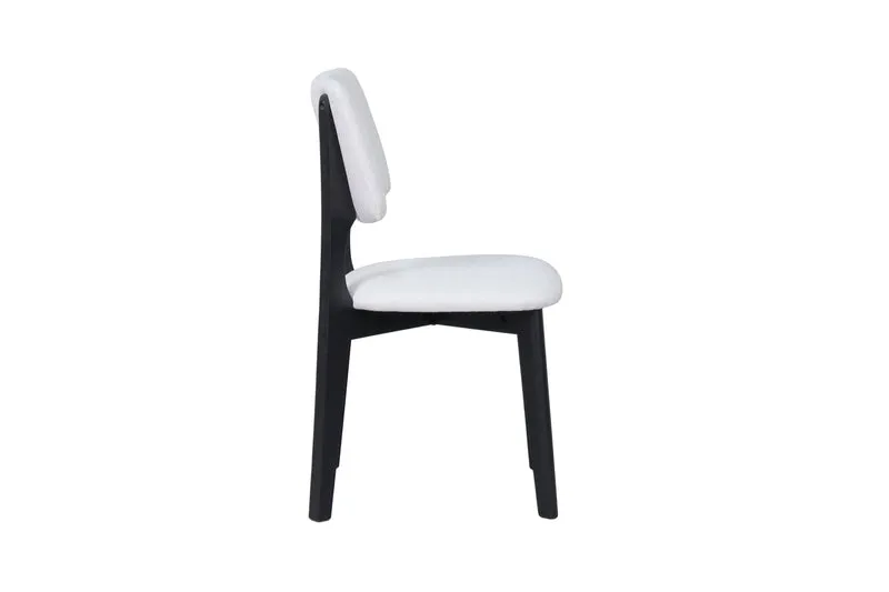 Esszimmerstuhl 2er Set ELSA / Webstoff beige oder grau / Gestell Massivholz schwarz / B 48, H 87, T 54 cm