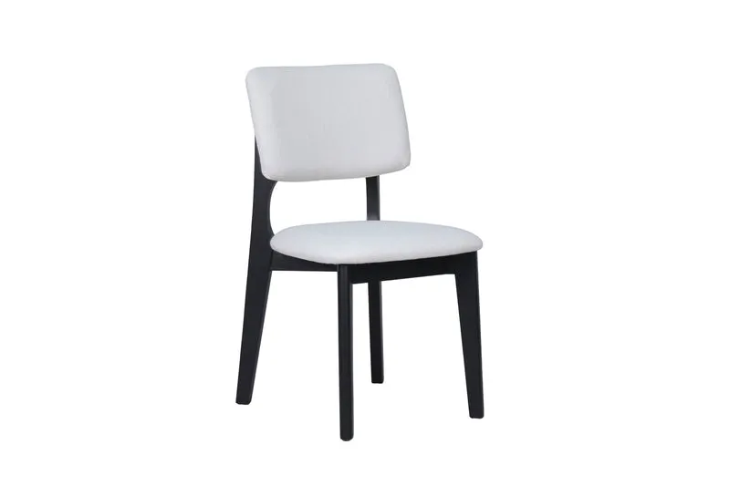 Esszimmerstuhl 2er Set ELSA / Webstoff beige oder grau / Gestell Massivholz schwarz / B 48, H 87, T 54 cm