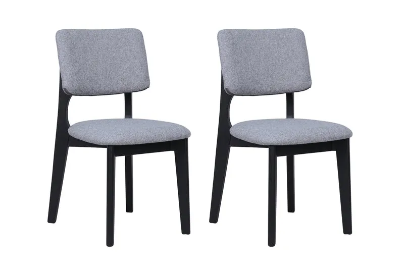 Esszimmerstuhl 2er Set ELSA / Webstoff beige oder grau / Gestell Massivholz schwarz / B 48, H 87, T 54 cm