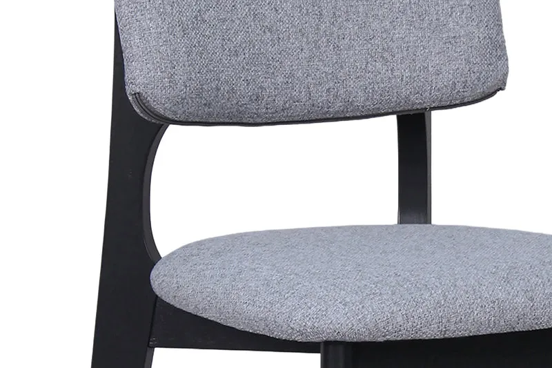 Esszimmerstuhl 2er Set ELSA / Webstoff beige oder grau / Gestell Massivholz schwarz / B 48, H 87, T 54 cm
