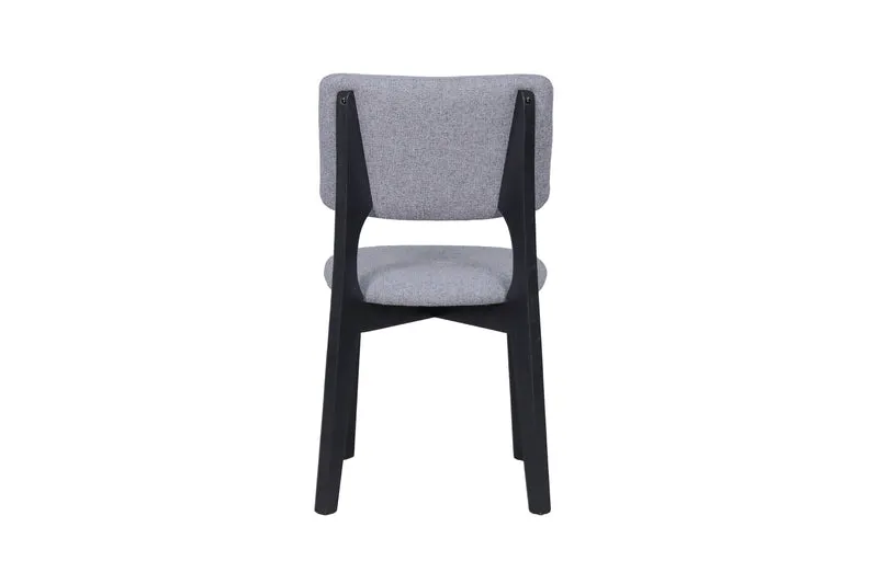 Esszimmerstuhl 2er Set ELSA / Webstoff beige oder grau / Gestell Massivholz schwarz / B 48, H 87, T 54 cm