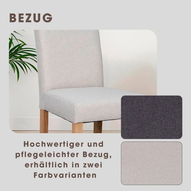 Esszimmerstuhl 2er Set ELIAS / Webstoff taupe oder dunkelgrau / Gestell Massivholz Rubberwood natur / B 47, H 99,5, T 60 cm