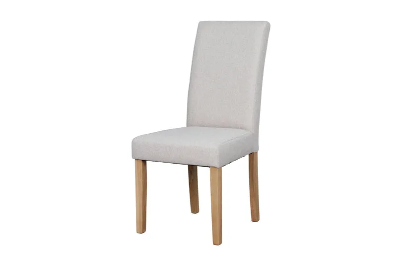 Esszimmerstuhl 2er Set ELIAS / Webstoff taupe oder dunkelgrau / Gestell Massivholz Rubberwood natur / B 47, H 99,5, T 60 cm