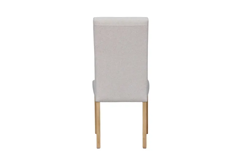 Esszimmerstuhl 2er Set ELIAS / Webstoff taupe oder dunkelgrau / Gestell Massivholz Rubberwood natur / B 47, H 99,5, T 60 cm