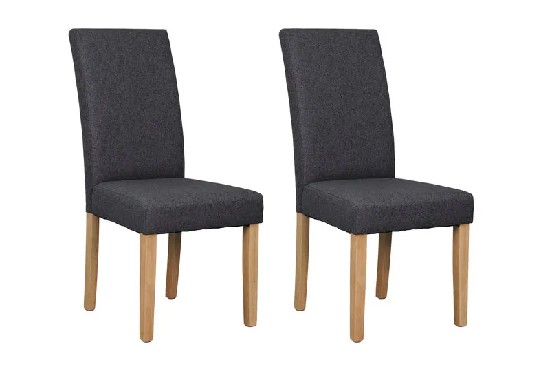 Esszimmerstuhl 2er Set ELIAS / Webstoff taupe oder dunkelgrau / Gestell Massivholz Rubberwood natur / B 47, H 99,5, T 60 cm