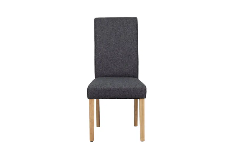 Esszimmerstuhl 2er Set ELIAS / Webstoff taupe oder dunkelgrau / Gestell Massivholz Rubberwood natur / B 47, H 99,5, T 60 cm