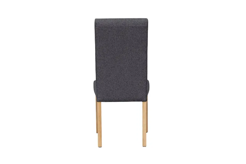 Esszimmerstuhl 2er Set ELIAS / Webstoff taupe oder dunkelgrau / Gestell Massivholz Rubberwood natur / B 47, H 99,5, T 60 cm
