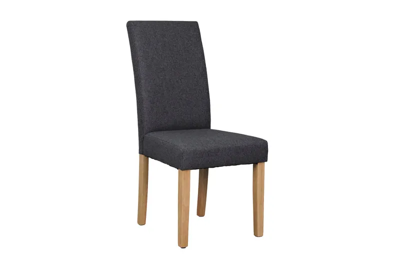 Esszimmerstuhl 2er Set ELIAS / Webstoff taupe oder dunkelgrau / Gestell Massivholz Rubberwood natur / B 47, H 99,5, T 60 cm