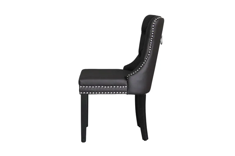 Esszimmerstuhl 2er Set DOMINO / Kunstleder dunkelbraun / Gestell Massivholz schwarz / B 48,5, H 93, T 61 cm