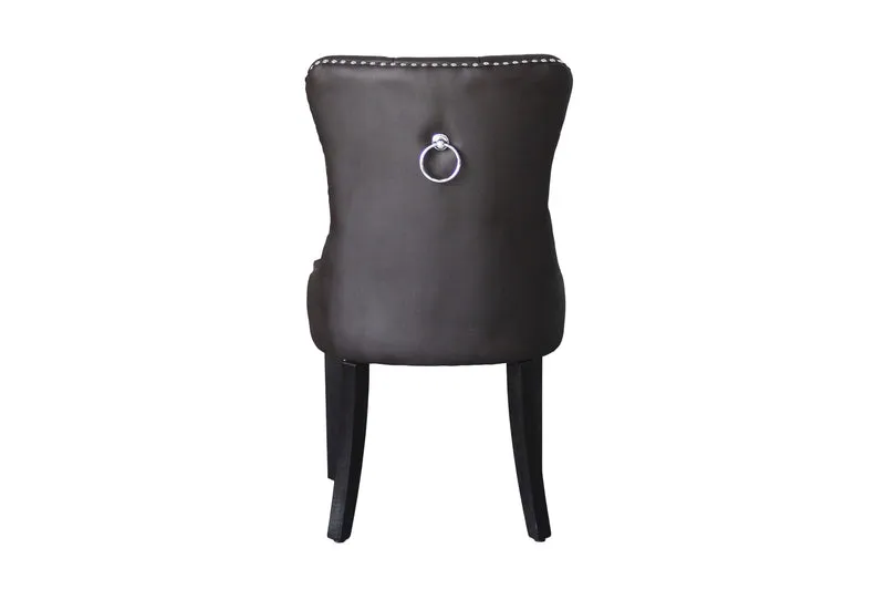 Esszimmerstuhl 2er Set DOMINO / Kunstleder dunkelbraun / Gestell Massivholz schwarz / B 48,5, H 93, T 61 cm