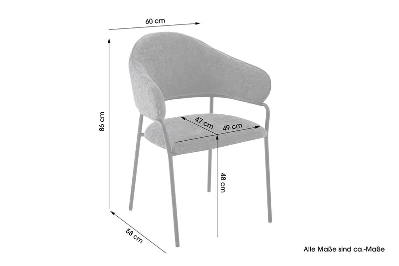 Stuhl 2-er Set CURVE / Webstoffbezug in dunkelgrau, dunkelgrün oder taupe, Gestell in schwarz / Esszimmerstuhl / Küchenstuhl / Maße: B 60 x H 86 x T 58 cm