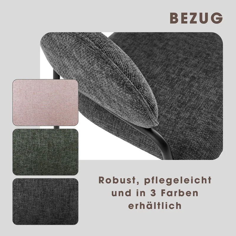 Stuhl 2-er Set CURVE / Webstoffbezug in dunkelgrau, dunkelgrün oder taupe, Gestell in schwarz / Esszimmerstuhl / Küchenstuhl / Maße: B 60 x H 86 x T 58 cm