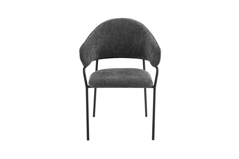 Stuhl 2-er Set CURVE / Webstoffbezug in dunkelgrau, dunkelgrün oder taupe, Gestell in schwarz / Esszimmerstuhl / Küchenstuhl / Maße: B 60 x H 86 x T 58 cm