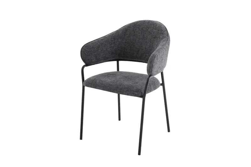 Stuhl 2-er Set CURVE / Webstoffbezug in dunkelgrau, dunkelgrün oder taupe, Gestell in schwarz / Esszimmerstuhl / Küchenstuhl / Maße: B 60 x H 86 x T 58 cm