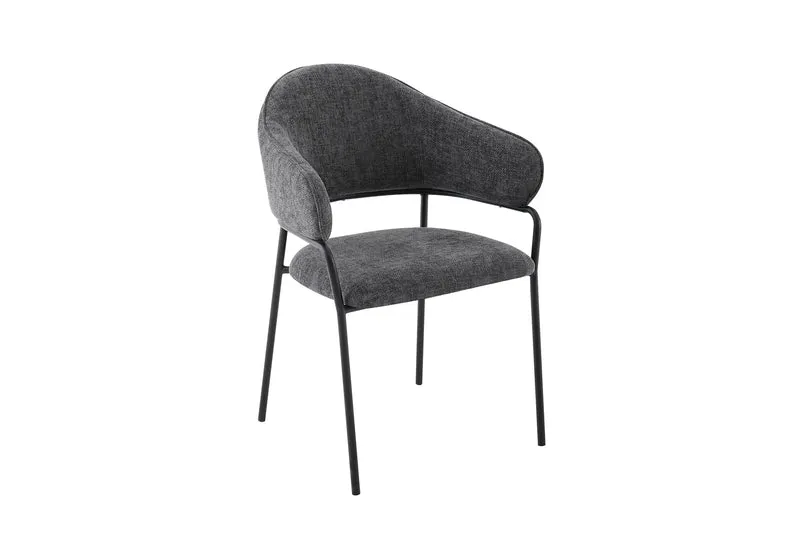 Stuhl 2-er Set CURVE / Webstoffbezug in dunkelgrau, dunkelgrün oder taupe, Gestell in schwarz / Esszimmerstuhl / Küchenstuhl / Maße: B 60 x H 86 x T 58 cm