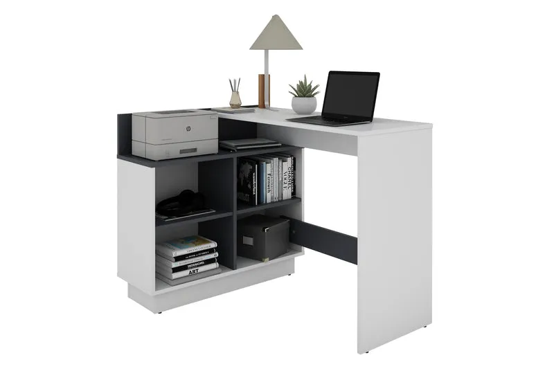Schreibtisch BERNI / Gaming-Tisch in weiß oder Artisan Eiche (Eiche-Optik) mit graphit / Mit viel Stauraum und großer Tischplatte / Computer-Tisch / PC / Arbeits-Tisch / rechts-links montierbar / B 102, H 77,5, T 80 cm