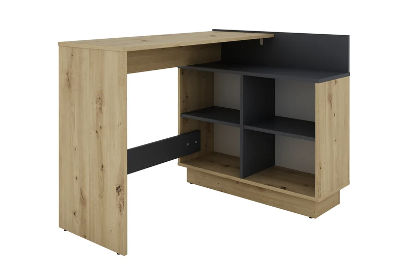 Schreibtisch BERNI / Gaming-Tisch in weiß oder Artisan Eiche (Eiche-Optik) mit graphit / Mit viel Stauraum und großer Tischplatte / Computer-Tisch / PC / Arbeits-Tisch / rechts-links montierbar / B 102, H 77,5, T 80 cm
