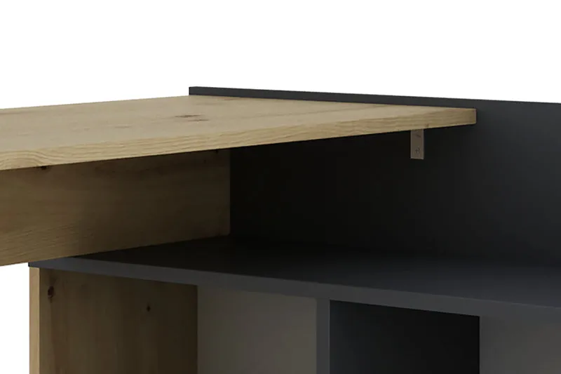 Schreibtisch BERNI / Gaming-Tisch in weiß oder Artisan Eiche (Eiche-Optik) mit graphit / Mit viel Stauraum und großer Tischplatte / Computer-Tisch / PC / Arbeits-Tisch / rechts-links montierbar / B 102, H 77,5, T 80 cm