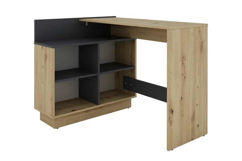 Schreibtisch BERNI / Gaming-Tisch in weiß oder Artisan Eiche (Eiche-Optik) mit graphit / Mit viel Stauraum und großer Tischplatte / Computer-Tisch / PC / Arbeits-Tisch / rechts-links montierbar / B 102, H 77,5, T 80 cm