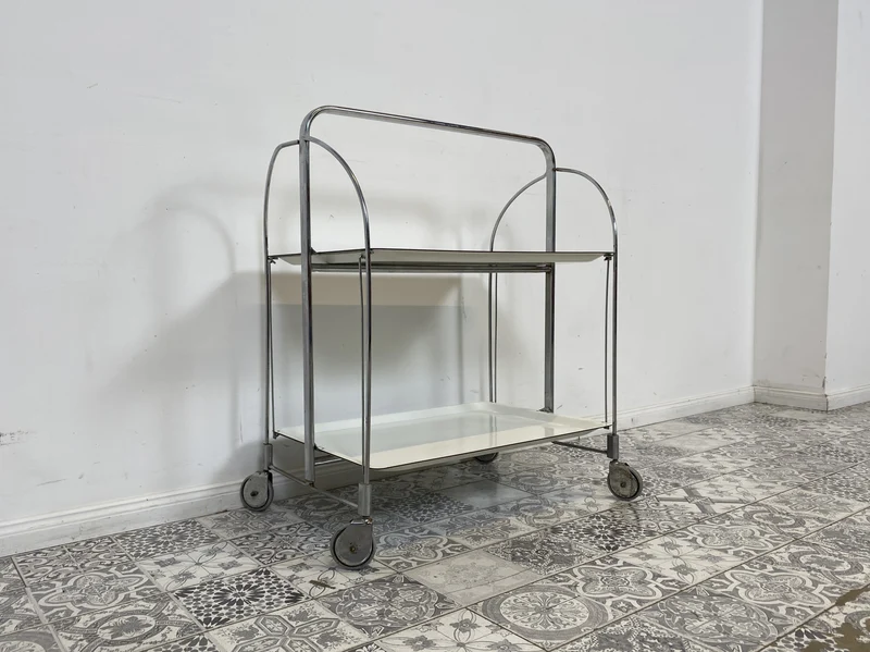 WMK Der Design Klassiker! Kultiger & sehr gut erhaltener faltbarer Dinette Servierwagen von Bremshey Solingen aus 1960er Jahren