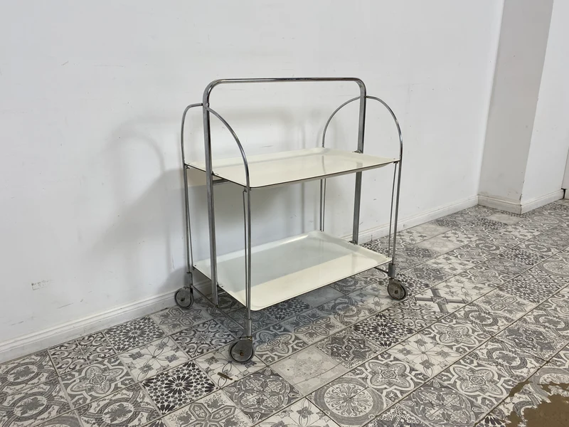 WMK Der Design Klassiker! Kultiger & sehr gut erhaltener faltbarer Dinette Servierwagen von Bremshey Solingen aus 1960er Jahren